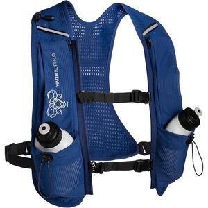 Water Buffalo Hydration Running Vest Blue Mesh with Water Bottles Adjustable